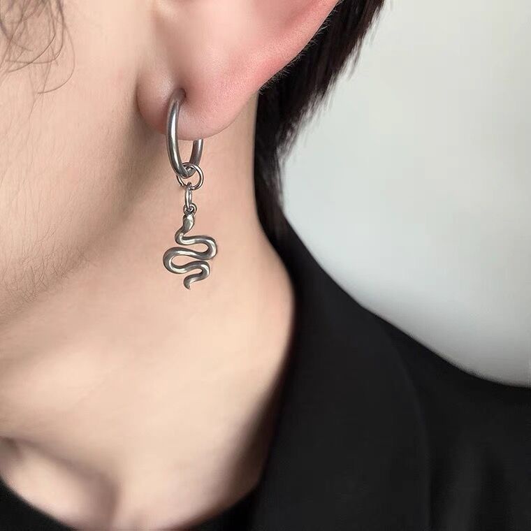 Khuyên Tai Hình Rắn Không Xỏ Lỗ Phong Cách Punk Hiphop 19A1337