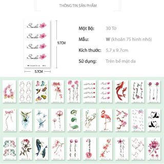 💋 Set 75 hình xăm dán hình hoa siêu đẹp ( 30 tấm )