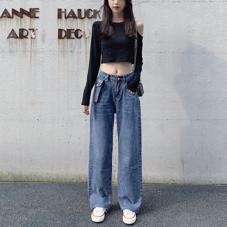 QUẦN JEANS NỮ DÁNG SUÔNG PHỐI TÚI (CHẤT BAO XỊN) QUẢNG CHÂU
