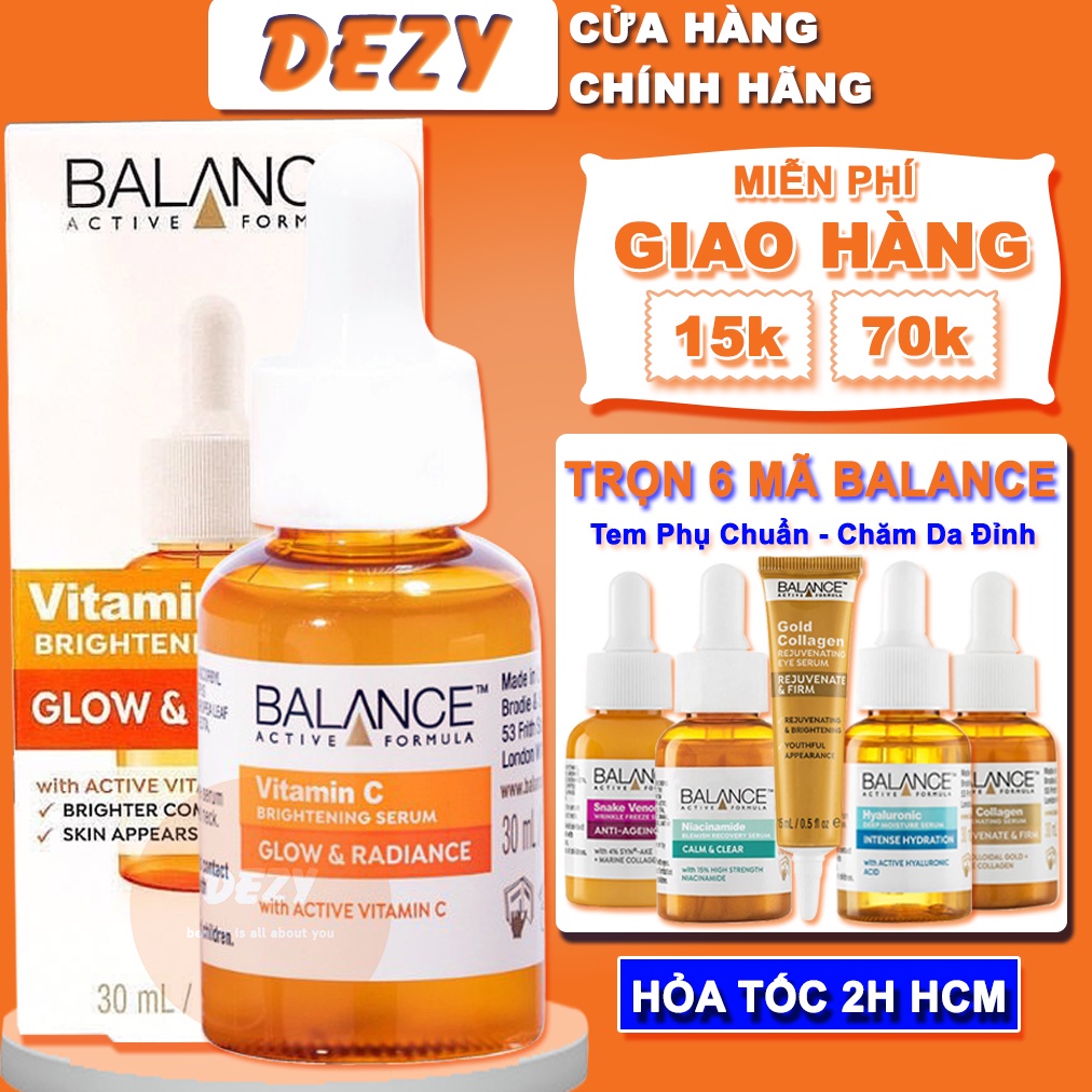 Serum Vitamin C Balance Trắng Da Brightening Giảm Nếp Nhăn Li Ti - Collagen Dưỡng Sáng Da Cho Da Nhạy Cảm Skincare Dezy