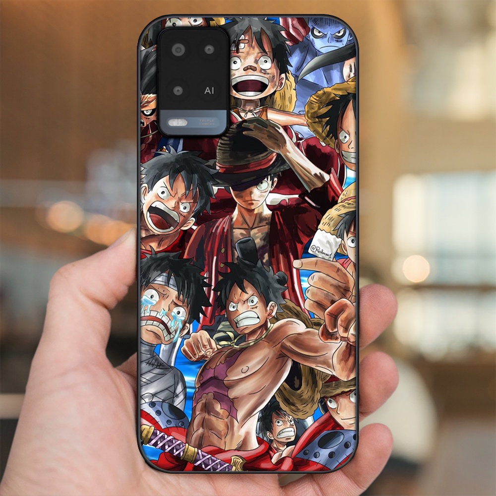Ốp lưng Oppo A54 4G, A54 5G viền đen in hình Luffy One Piece