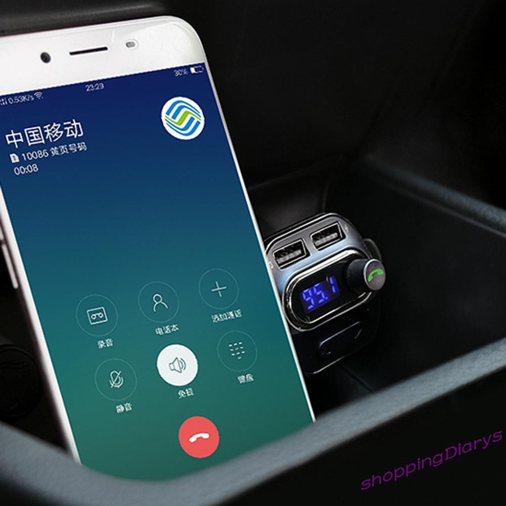 Củ Sạc Trên Ô Tô 2 Cổng Usb Aux Tf Fm Bluetooth 4.2 Mp3 Player Cho Iphone