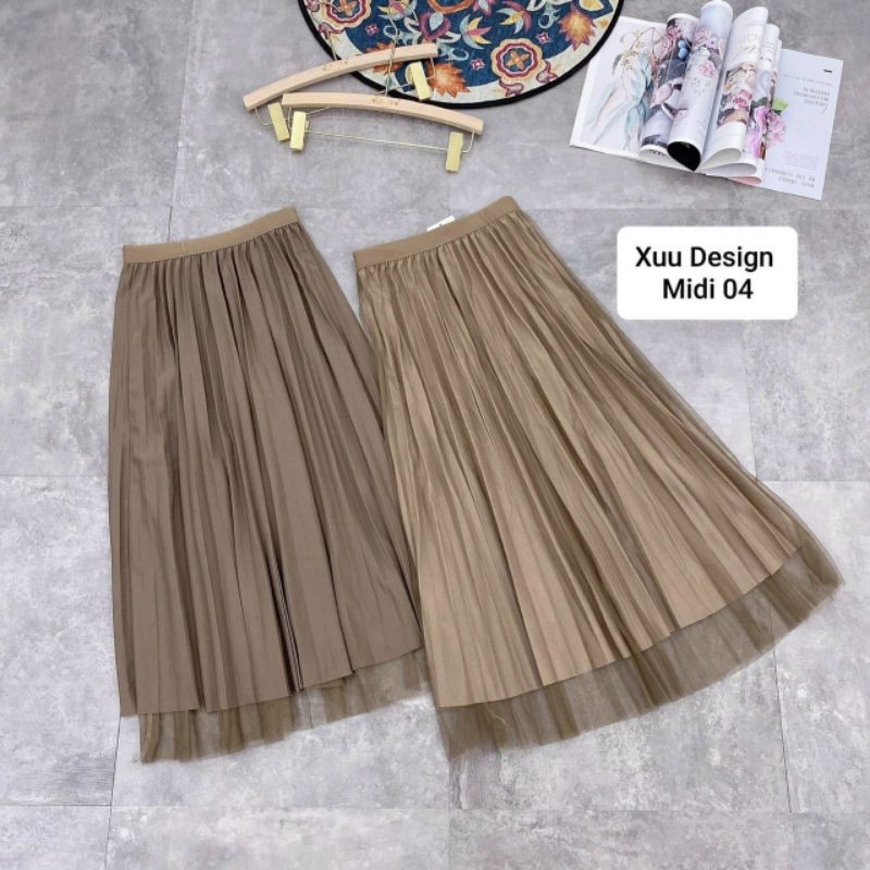 Chân váy dập ly 2 mặt hàng QC