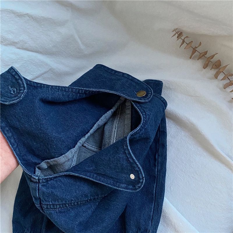 Áo Liền Quần Denim Dáng Rộng Phong Cách Hàn Quốc Nhật Bản Thời Trang Mùa Xuân 2022 Mới Cho Bé Trai / Gái