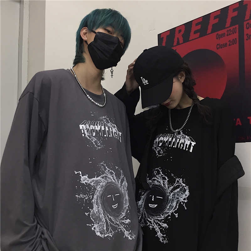 Áo Thun Dáng Rộng Tay Dài In Hình Cá Tính Phong Cách Hàn Quốc Cho Nam Và Nữ | BigBuy360 - bigbuy360.vn