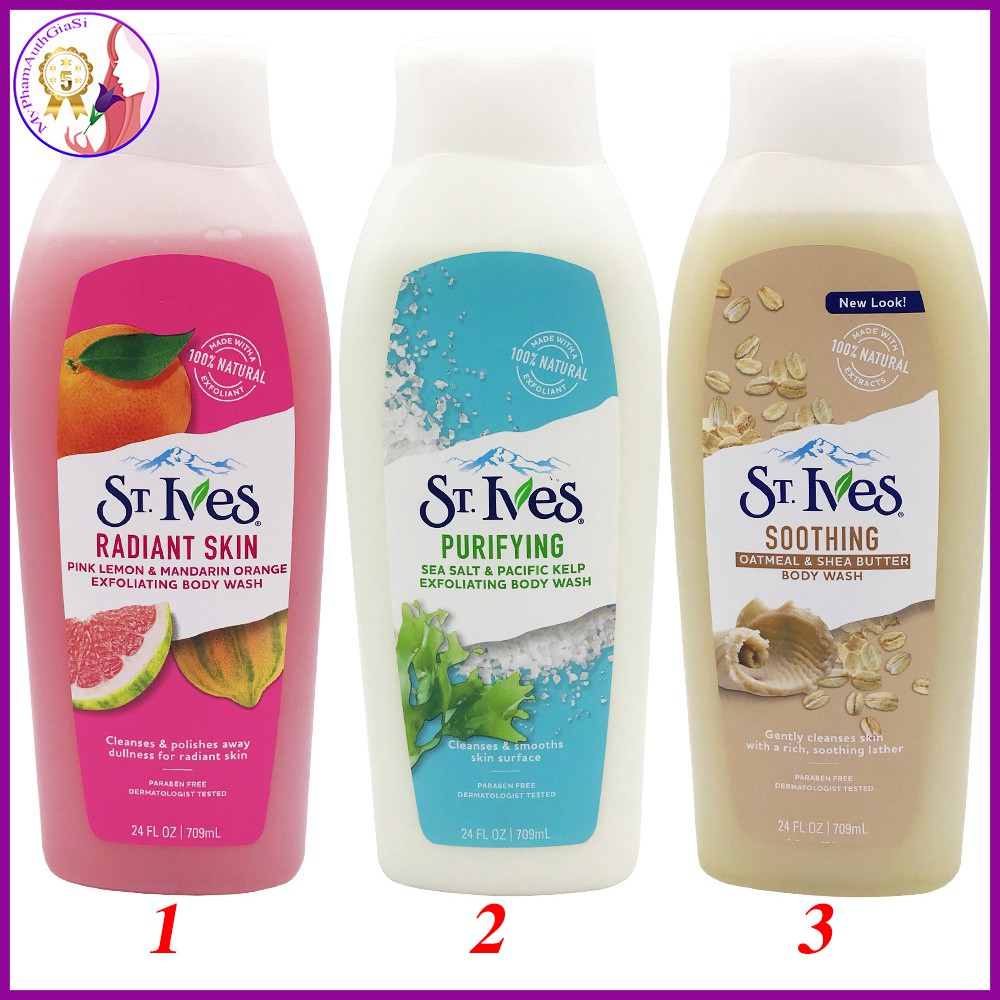 Sữa tắm ST.Ives dưỡng ẩm tẩy tế bào chết và làm chống lão hóa da 650ml Mỹ