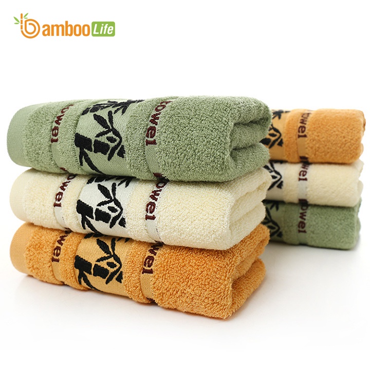 Khăn tắm sợi tre Bamboo Life BL087 họa tiết cây tre, lau người kháng khuẩn, siêu thấm hút, an toàn cho da