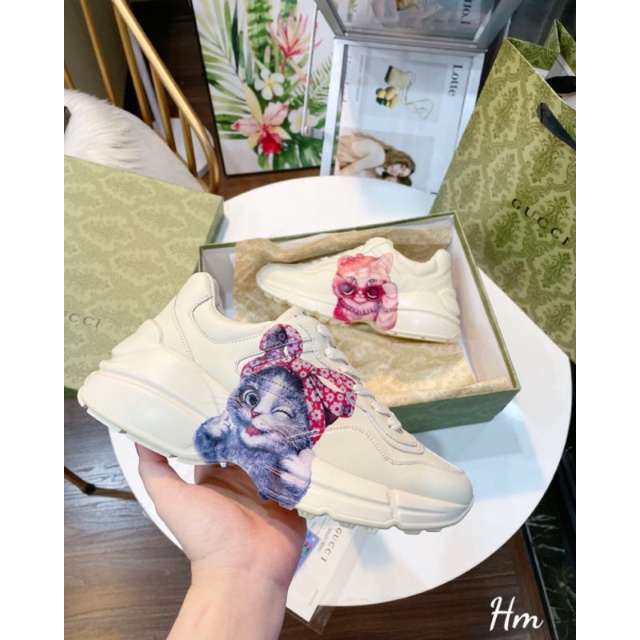 Hm(ẢNH THẬT) Giày Thể Thao Mèo Hồng đế 4p Da Mềm Êm Fullbox Bill Túi Lụa Cao Cấp