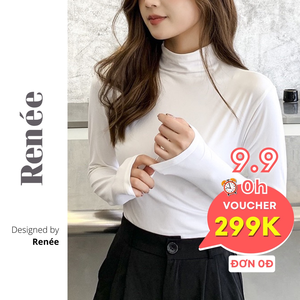 Áo giữ nhiệt nữ dài tay chất cotton co giãn lót nỉ cổ cao nhiều màu phong cách Hàn Quốc - A10