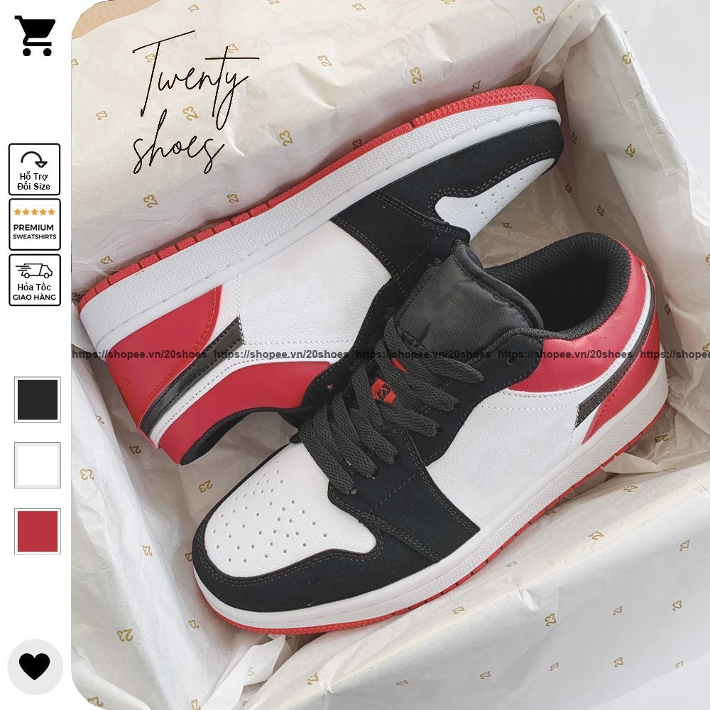 Giày Thể Thao Nam Nữ Cổ Thấp Màu Đỏ Đen Dễ Phối Đồ Giày 20SHOES
