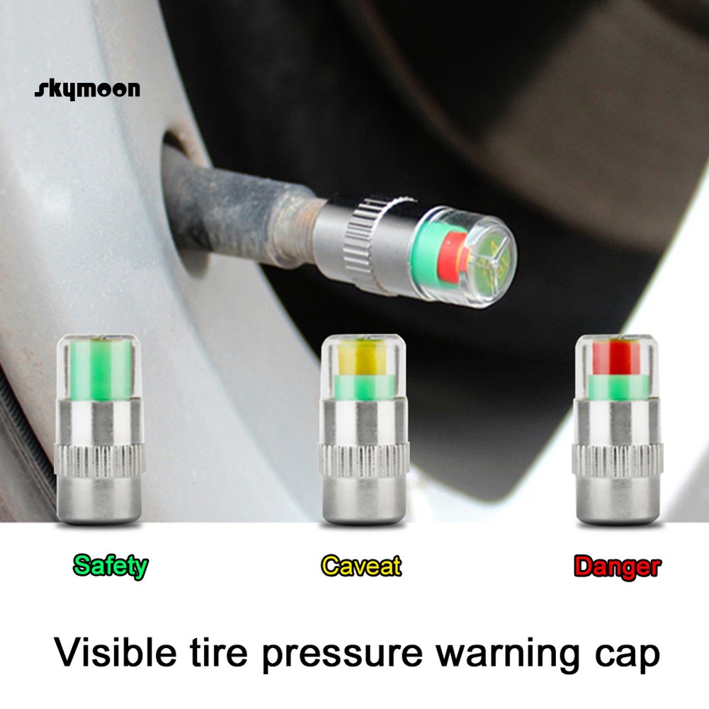 Set 4 nắp van bánh xe hơi báo động áp suất tiện dụng
