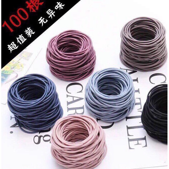 Set 100 chun cột tóc trơn nhiều màu cho bạn gái [Miễn Phí Vận Chuyển khi đơn đạt giá trị tối thiểu 200K]