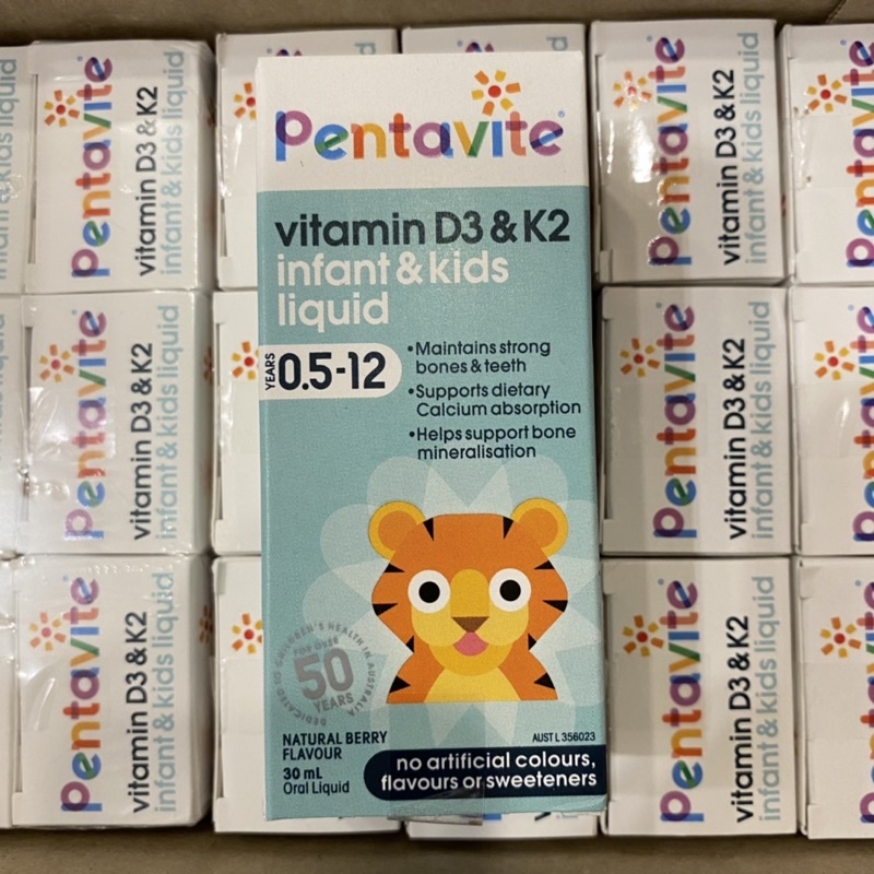 Pentavite vitamin D3 & K2 cho bé infant & kids liquid 30ml order Chemist Úc bill air