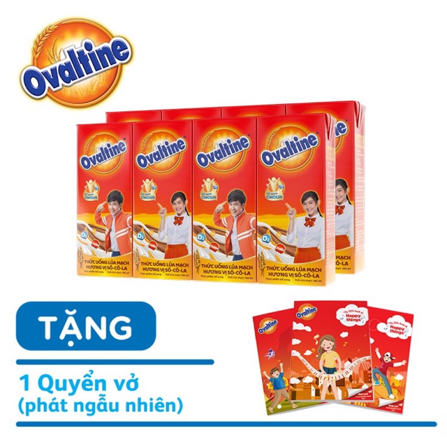 Bộ 2 lốc sữa tươi Ovaltine 180ml + tặng 1 quyền vở