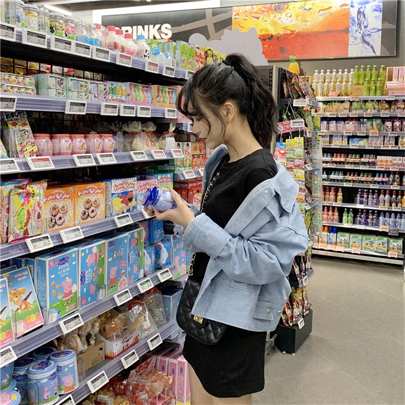 IELGY Đầm thun tay ngắn màu trơn phong cách hàn quốc thời trang xinh xắn cho nữ