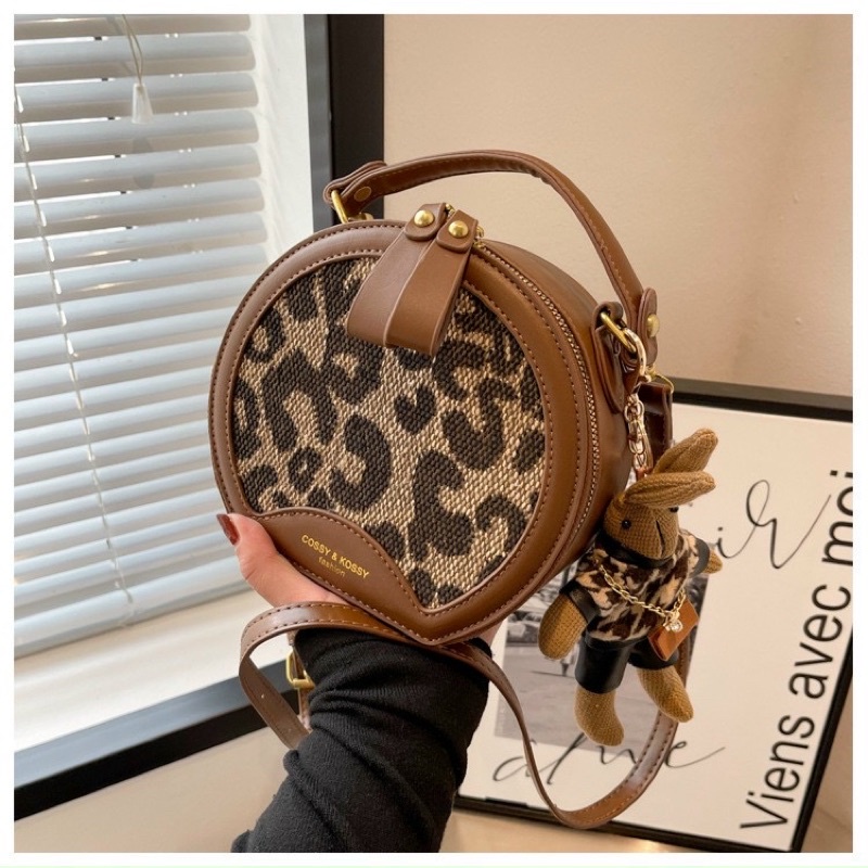 Túi cốp tròn phối dạ tặng kèm gấu (hàng đẹp)