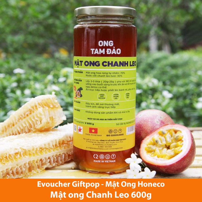 Toàn Quốc [Evoucher] Miễn phí giao hàng Mật Ong Honeco - Sản phẩm Mật ong chanh leo 600g trị giá 217.000 VNĐ