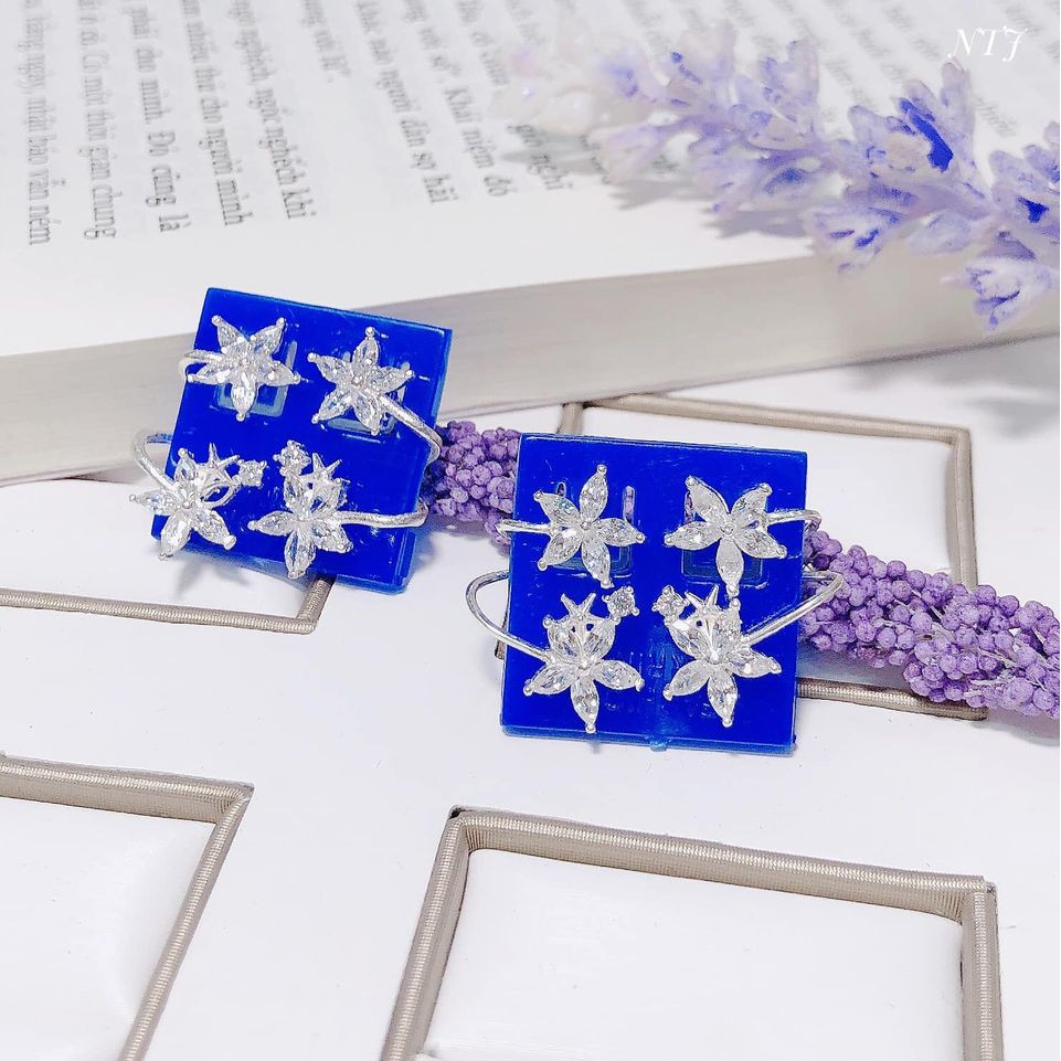 BÔNG TAI KẸP GẮN HOA BẠC TA MÃ BT009512