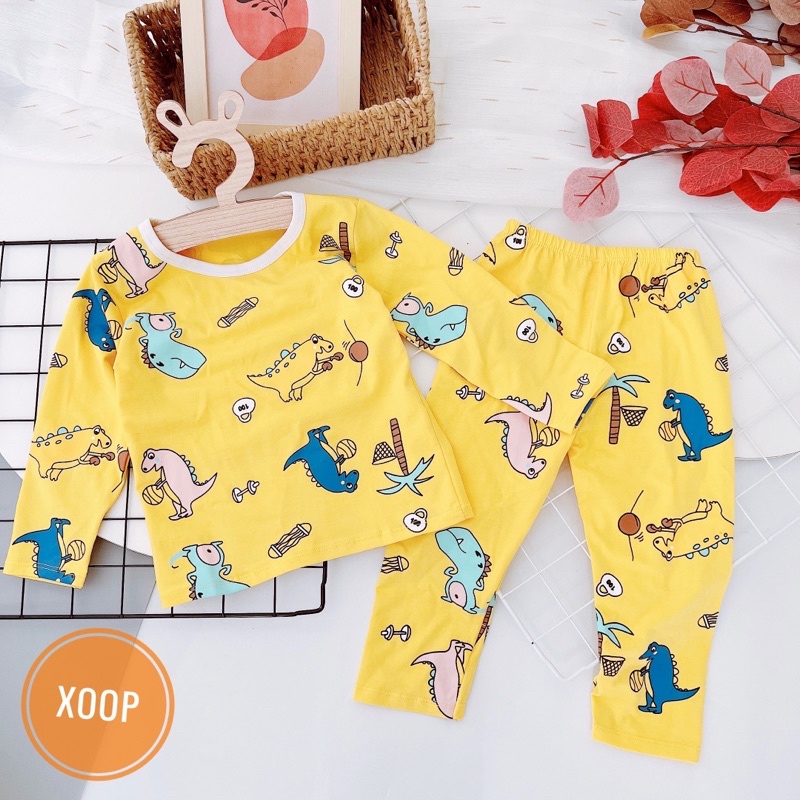 Bộ dài cotton 100% in toàn thân hoạ tiết voi xám Minky mom (8-18kg) ( BD5 ) Shop Phúc Yến
