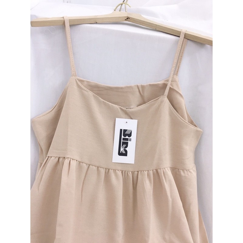Váy 2 dây - váy maxi babydoll shynstores vải đũi mềm dáng rộng màu be | BigBuy360 - bigbuy360.vn