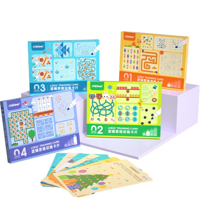 Bộ trò chơi tư duy MIDEER Logic Training Card - Giải Đố Mê Cung Fun Mazes - Nối Điểm Dot To Dot - Tô màu Coloring Pixel