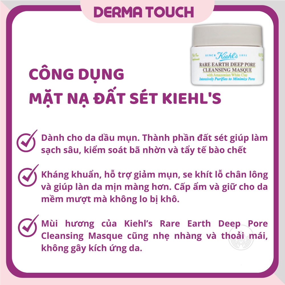 Mặt nạ đất sét Kiehl's dành cho da dầu mụn, se khít lỗ chân lông, giảm mụn-Dược mỹ phẩm chính hãng Derma Touch