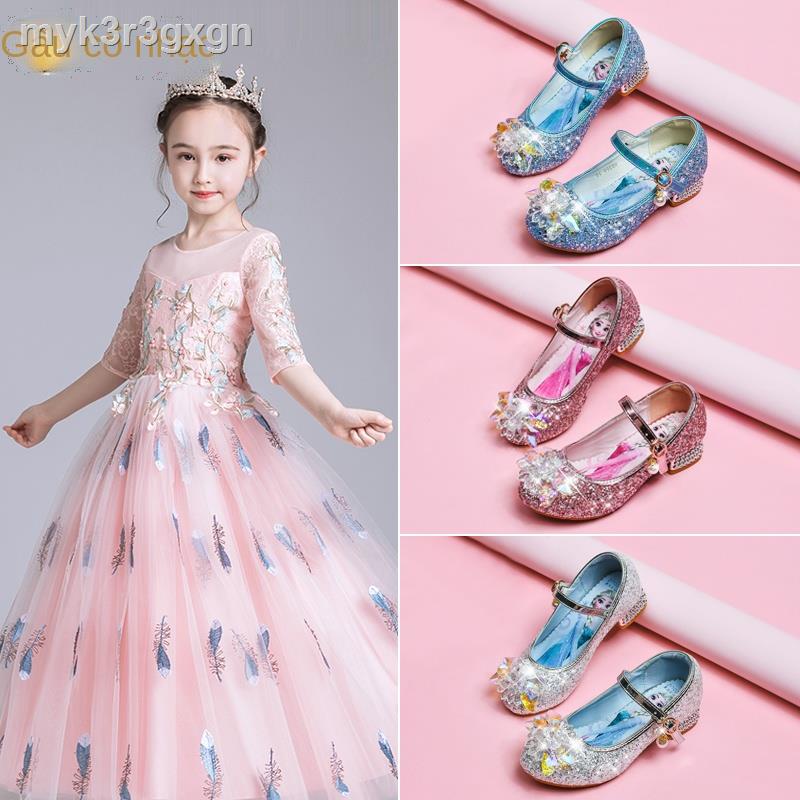 ﹊Giày công chúa Aisha cao gót dành cho trẻ em Nữ pha lê Cô gái nhỏ đông lạnh