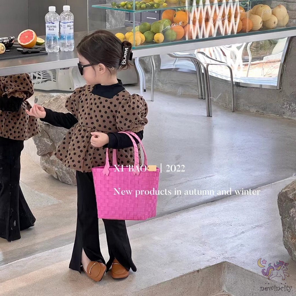 Set Đồ 3 Món Áo Thun Tay Ngắn In Hoa + Áo Lửng Cổ Lọ + Quần Dài Co Giãn Màu Đen Phong Cách Hàn Quốc Thời Trang Mùa Thu Cho Bé Gái