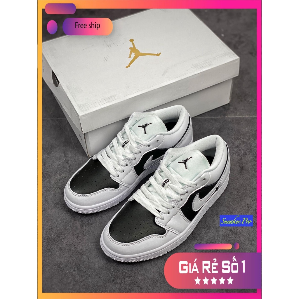 (FULL BOX + QUÀ TẶNG) Giày thể thao Air Jordan 1 Low White Black (GS) cổ thấp siêu đẹp dành cho nam và nữ