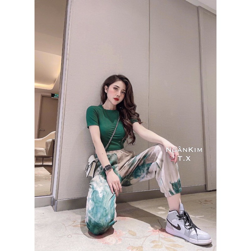 Set đồ nữ Croptop quần dài ống rộng Jogger LOANG cá tính Hàn Quốc trang phục HOT điên đảo mùa Hè luôn - MS175