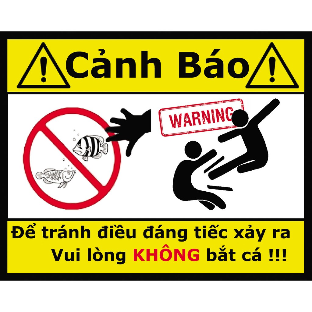 Logo cảnh báo vui nhộn dán bể cá cảnh , có keo sẵn , nhiều mẫu mã