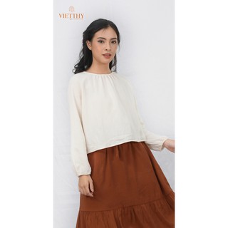 ÁO CỔ TRÒN NHÚNG CỔ