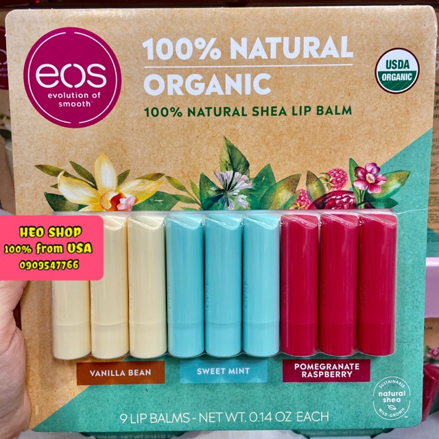 Son dưỡng môi EOS của mỹ 100% ORGANIC ( Mẫu thỏi của son trứng )