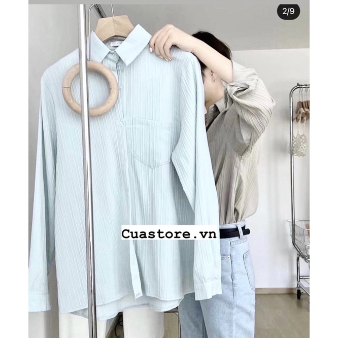 Áo sơmi vải nhăn Hàn Quốc hàng chuẩn l1 / Sơmi trơn đũi nhăn Cuastore