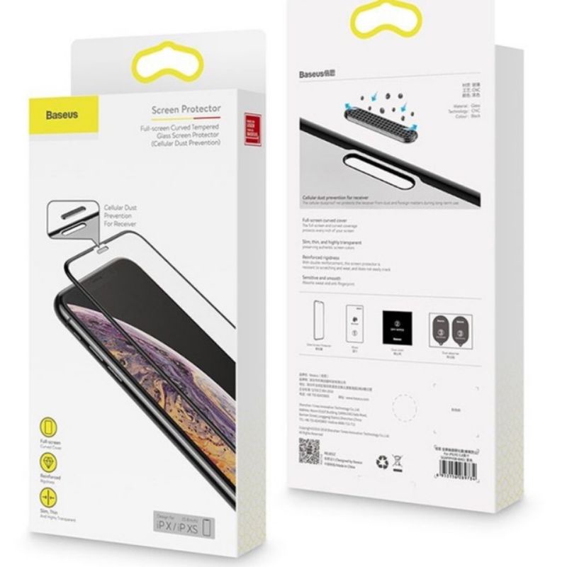 Combo 2 kính cường lực Baseus chống bụi màn loa cho iPhone X, XS, XR,XS MAX/11 PRO/11/11 PRO MAX.