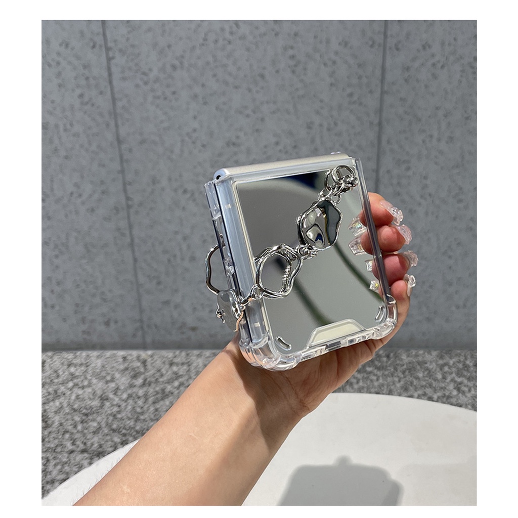 Ốp Điện Thoại Nắp Gập Tráng Gương Có Vòng Đeo Tay Cho Samsung Galaxy Z Flip 3 5G Z Flip 4 1 / 2 Z Flip3 ZFlip3 ZFlip 3 Z Flip4 ZFlip 4