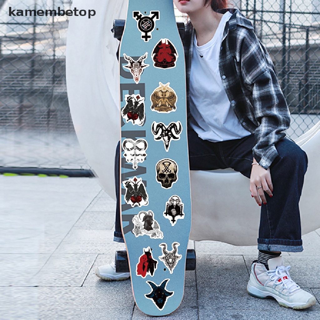 Set 50 miếng dán trang trí hình ác quỷ graffiti hỗn hợp phong cách gothic dành cho máy tính xách tay đàn guitar hành lý