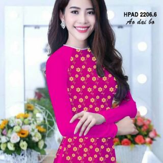 Vải áo dài hoa phối tay trơn