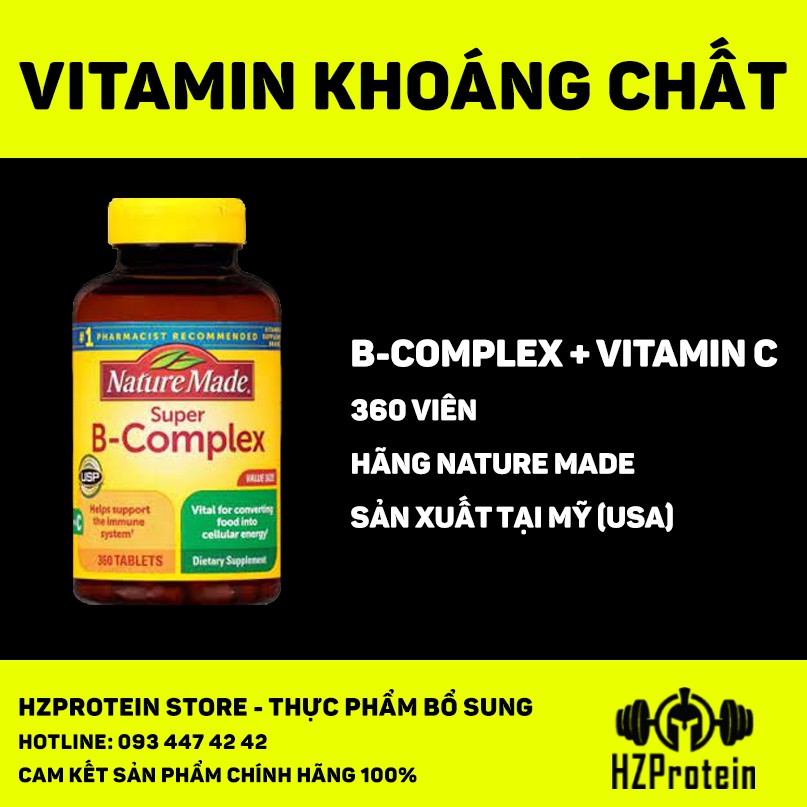 NATURE MADE SUPER B-COMPLEX - VIÊN UỐNG BỔ SUNG VITAMIN NHÓM B, VITAMIN C,  CALCIUM, BIOTIN (360 VIÊN) | Shopee Việt Nam