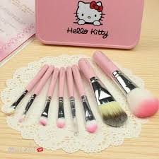 Bộ cọ trang điểm hello kitty 7 món màu hồng kèm hộp đựng