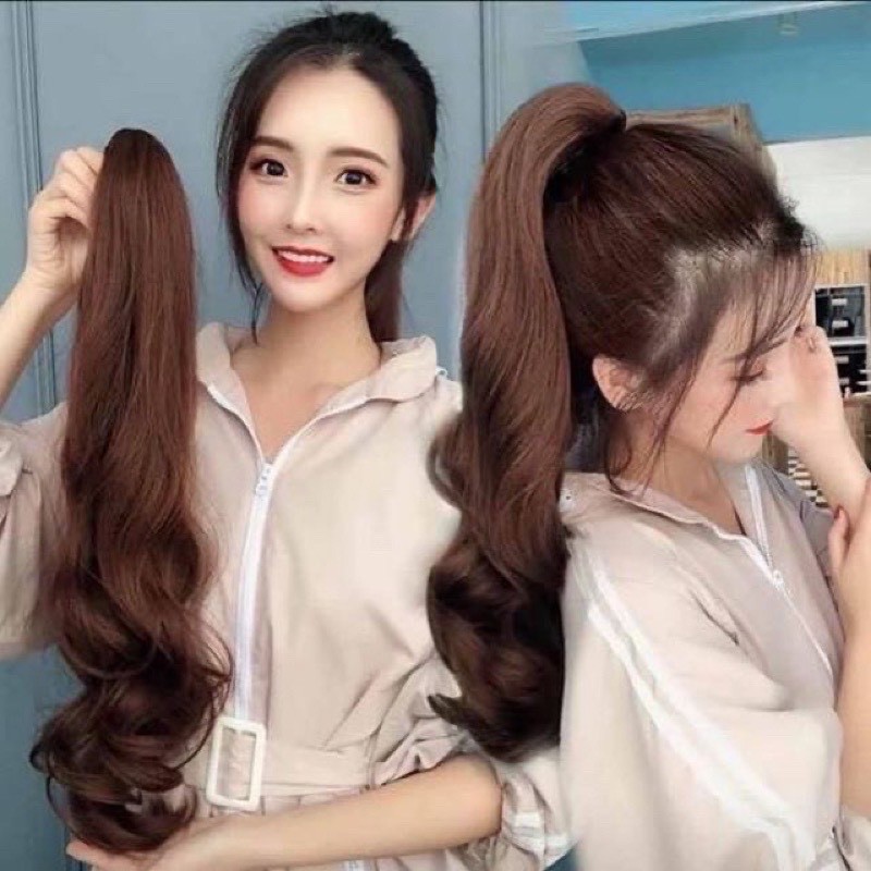 Tóc giả nữ cao cấp ngoạm xoăn đuôi kiểu dáng dài nữ tính-kẹp ngoặm