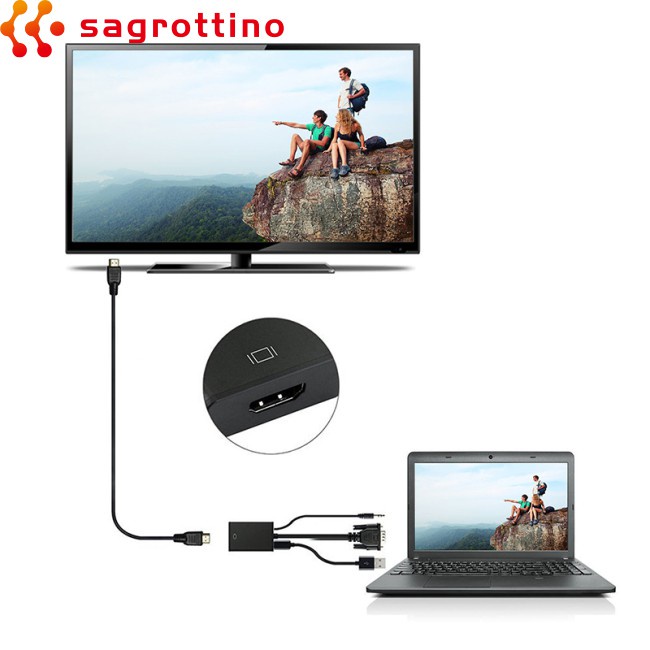 Cáp Chuyển Đổi Vga Sang Hdmi 1080p Hd + Audio Tv Av Hdtv Video