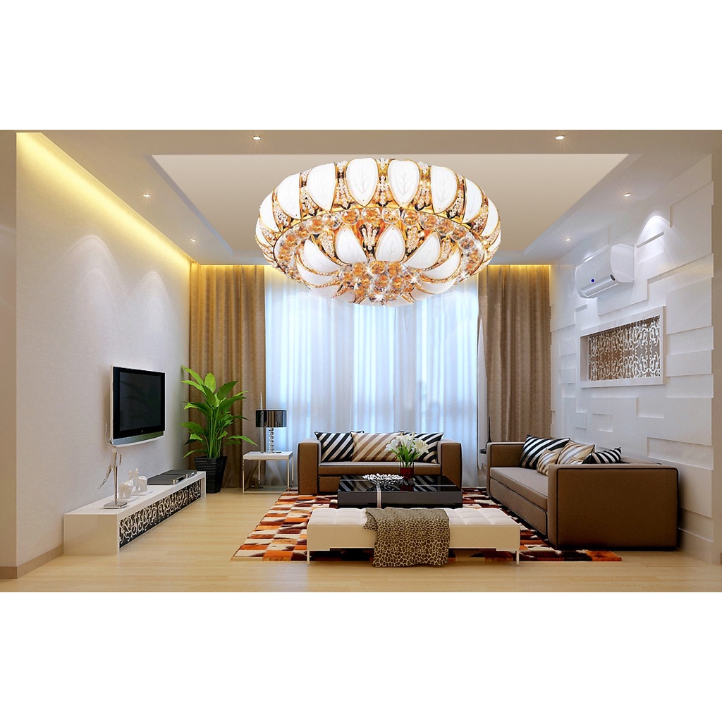 Đèn mâm ốp trần - pha lê trang trí VKT-NC-8047A kích thước 600mm có điều khiển từ xa