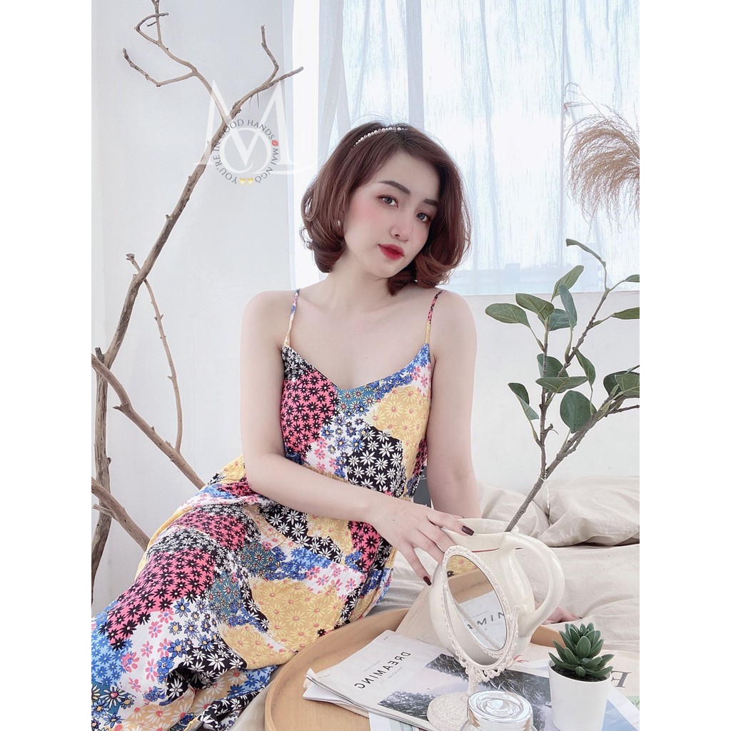 Váy ngủ Rita Shop mùa hè 2 dây chất lanh có họa tiết nữ tính dễ thương (50 màu) | BigBuy360 - bigbuy360.vn