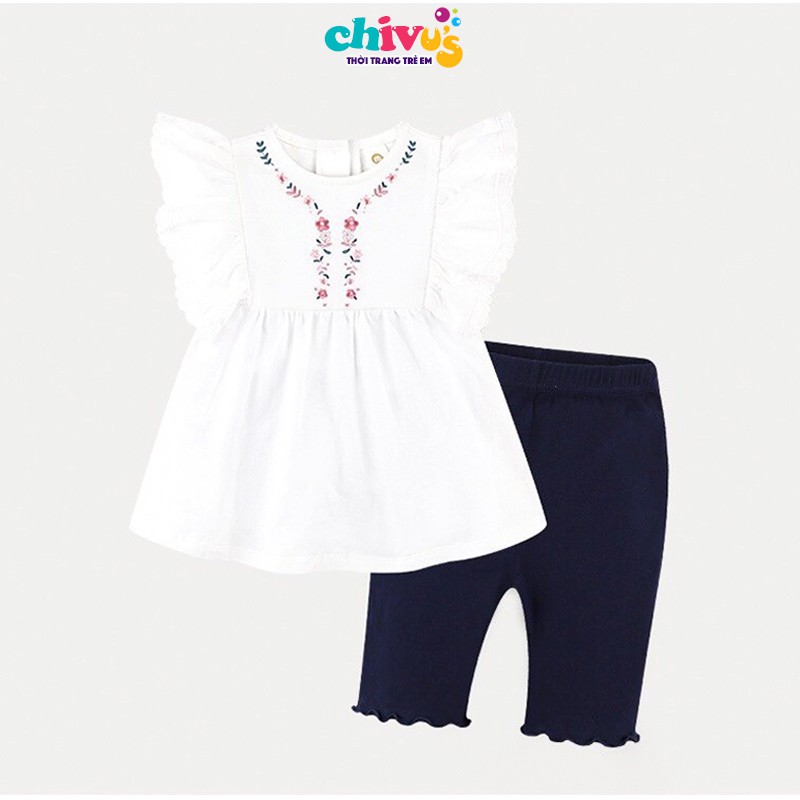 Set Áo Cotton Cánh Tiên Kèm Quần Legging Lửng MilkMile Xuất Hàn Cho Bé Gái Từ 10-22kg