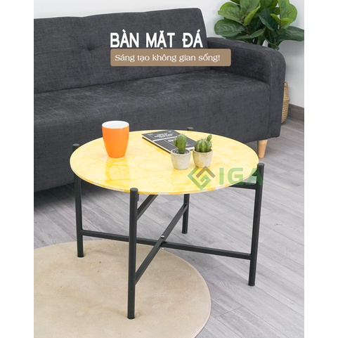 Bàn trà sofa mặt đá chân sắt đa năng hiện đại chính hãng IGA- GM15