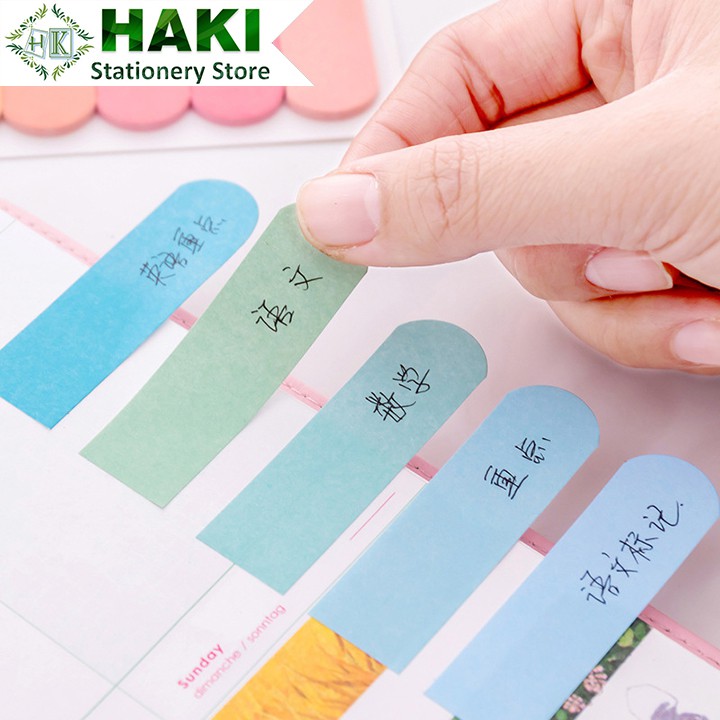 Giấy ghi chú label marker pastel HAKI dụng cụ văn phòng phẩm, giấy note 120 tờ 65*18mm NO8