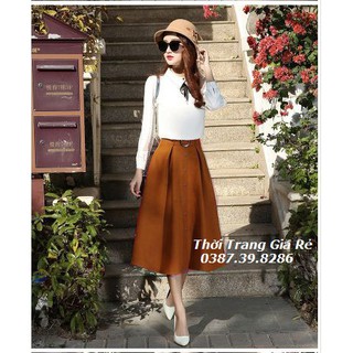 CHÂN VÁY XẾP LY KÈM BELT