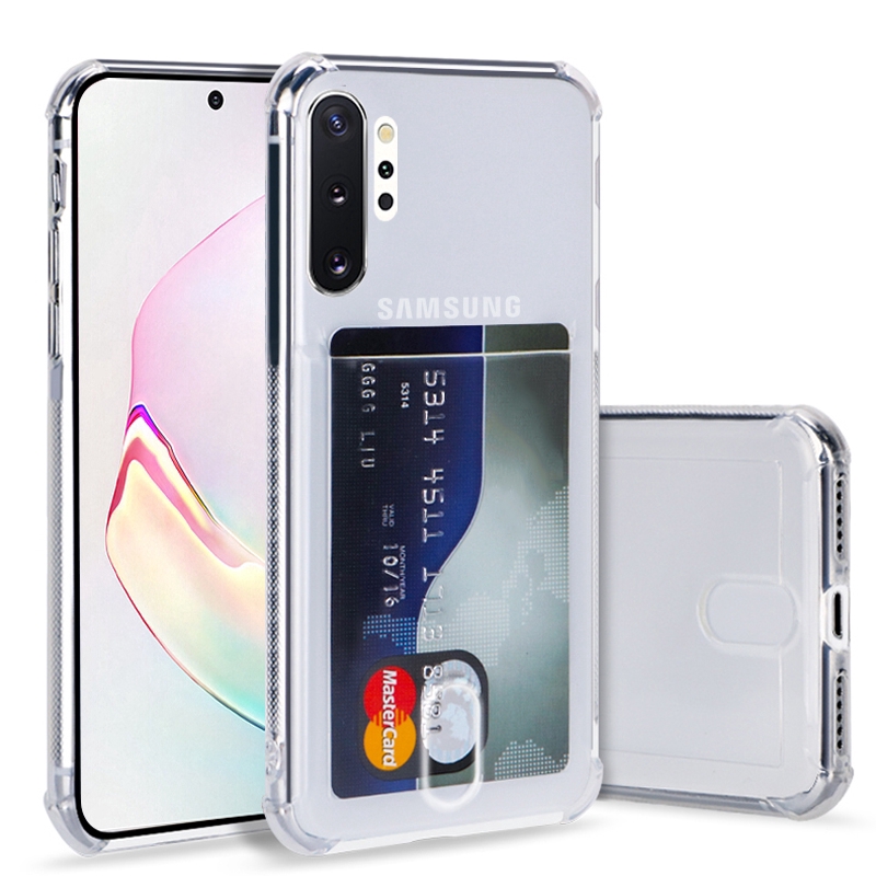 Ốp điện thoại mềm trong suốt có ngăn đựng thẻ cho Samsung Galaxy S9 S10 Plus Note 9 10 Plus A10 A20 A30 A40 A50 A70