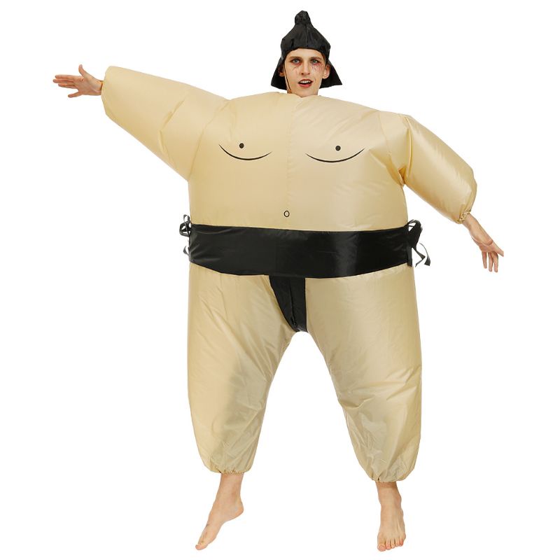 Bộ đồ bơm hơi hóa trang đô vật sumo cho trẻ em và người lớn + quạt + hộp đựng pin